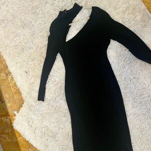 Black Long Sleeve Asymmetrical Dress